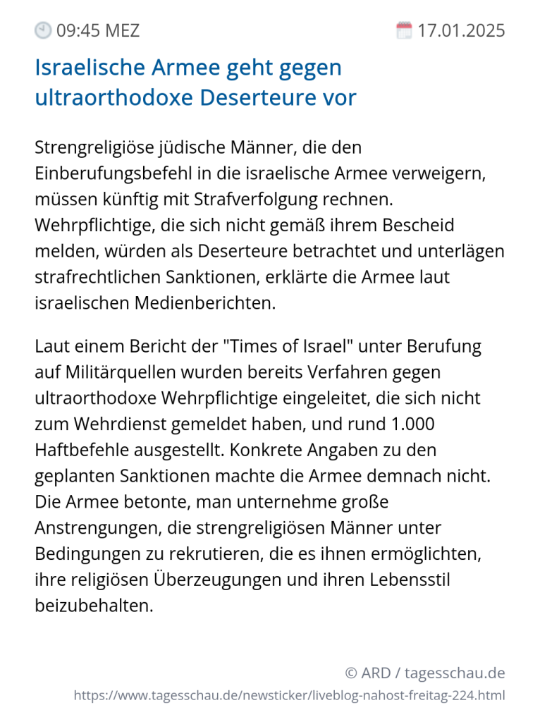 Screenshot eines tagesschau Liveblog Eintrags.