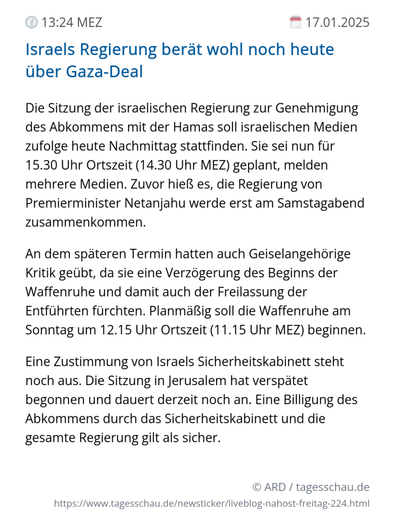 Screenshot eines tagesschau Liveblog Eintrags.