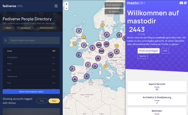 Verschiedene Fediverse-Verzeichnisse, um Fediverse-User zu finden.