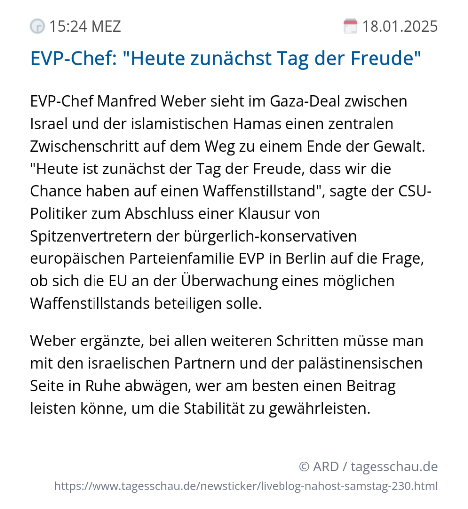 Screenshot eines tagesschau Liveblog Eintrags.