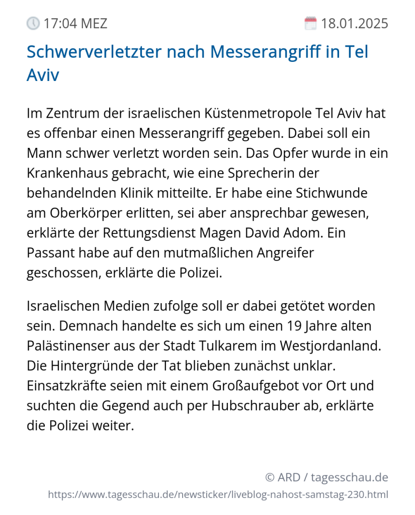 Screenshot eines tagesschau Liveblog Eintrags.