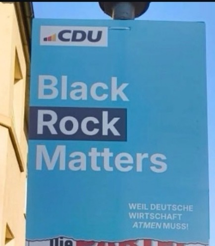 ein von der "die Partei" entworfenes Wahlplakat der CDU mit dem Slogan "Black Rock Matters"