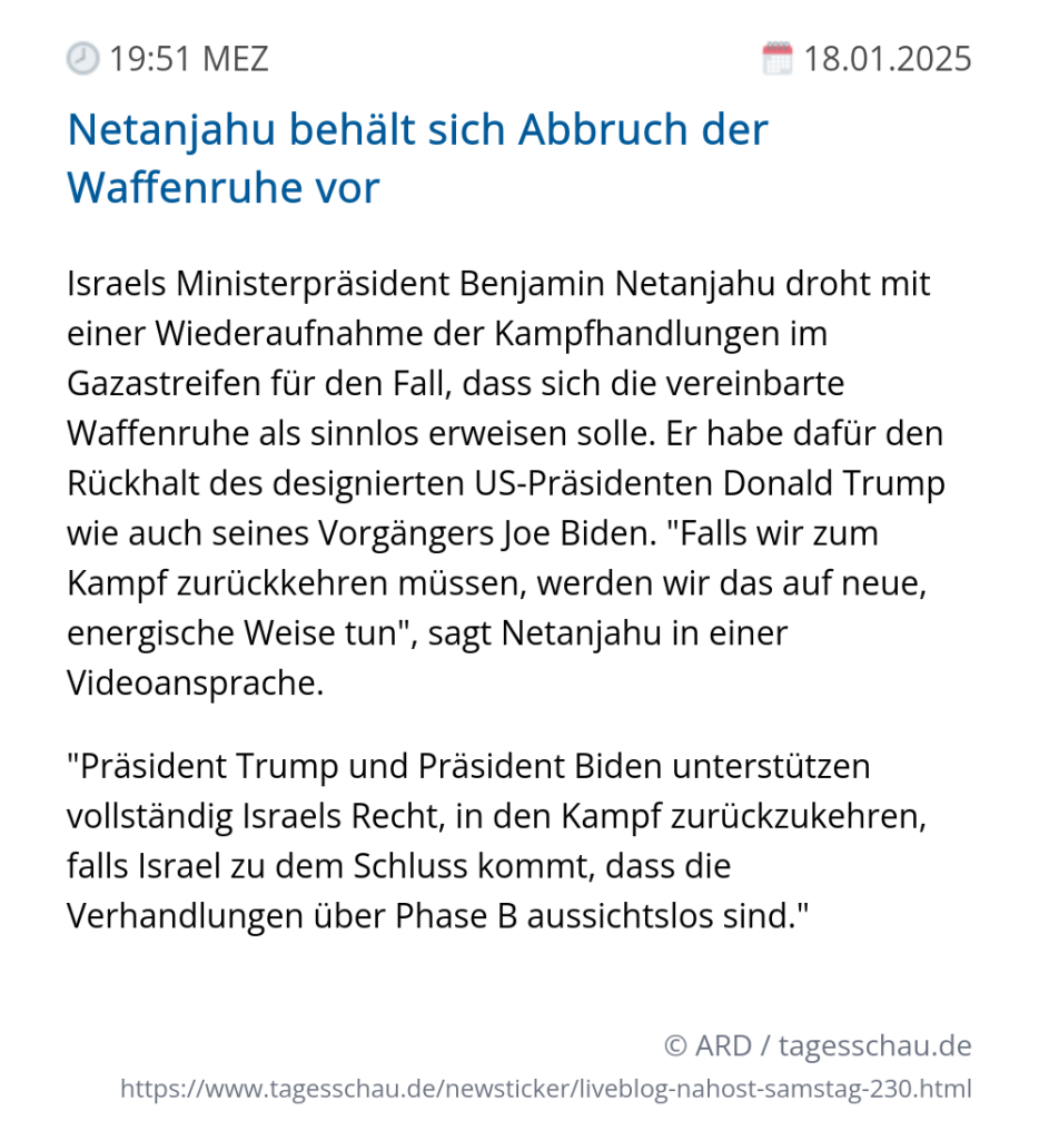 Screenshot eines tagesschau Liveblog Eintrags.