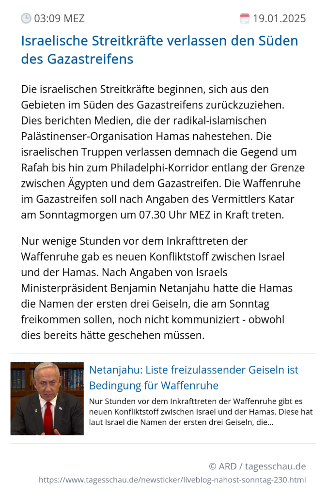 Screenshot eines tagesschau Liveblog Eintrags.