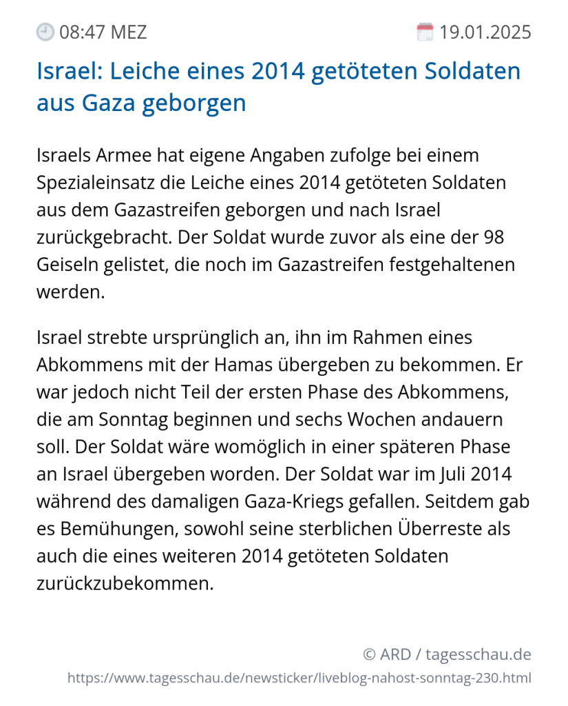 Screenshot eines tagesschau Liveblog Eintrags.