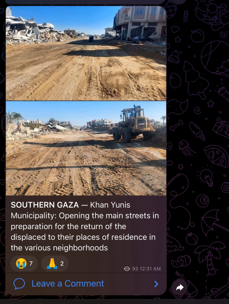 SOUTHERN GAZA — Khan Yunis Municipality: Opening the main streets in preparation for the return of the displaced to their places of residence in the various neighborhoods