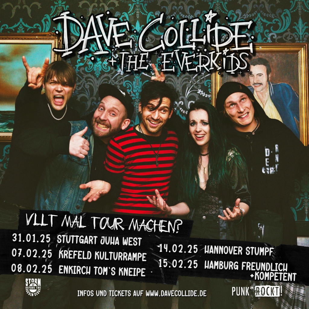 Flyer mit Tourdaten zur anstehenden Dave Collide & The Everkids Tour