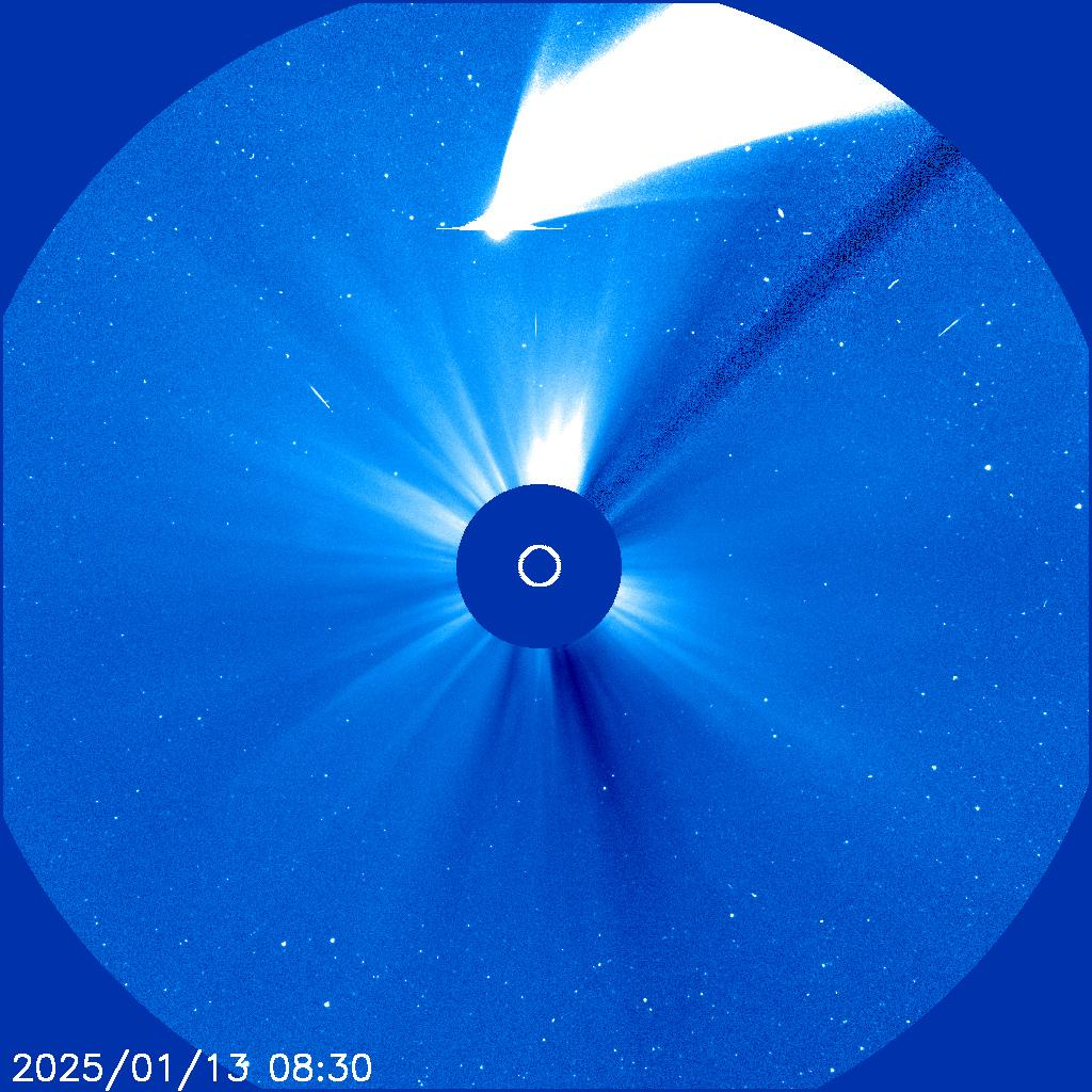 Image of the Sun taken by the NASA/ESA SOHO spacecraft with Comet C/2024 G3 (ATLAS) in the center of the view.