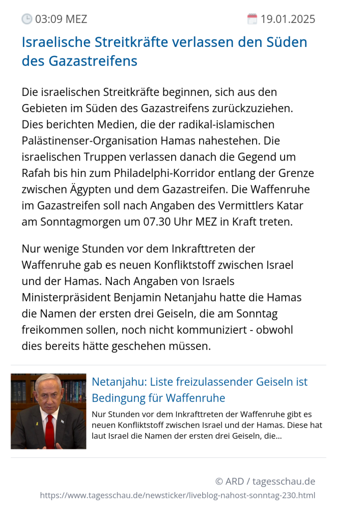 Screenshot eines tagesschau Liveblog Eintrags.