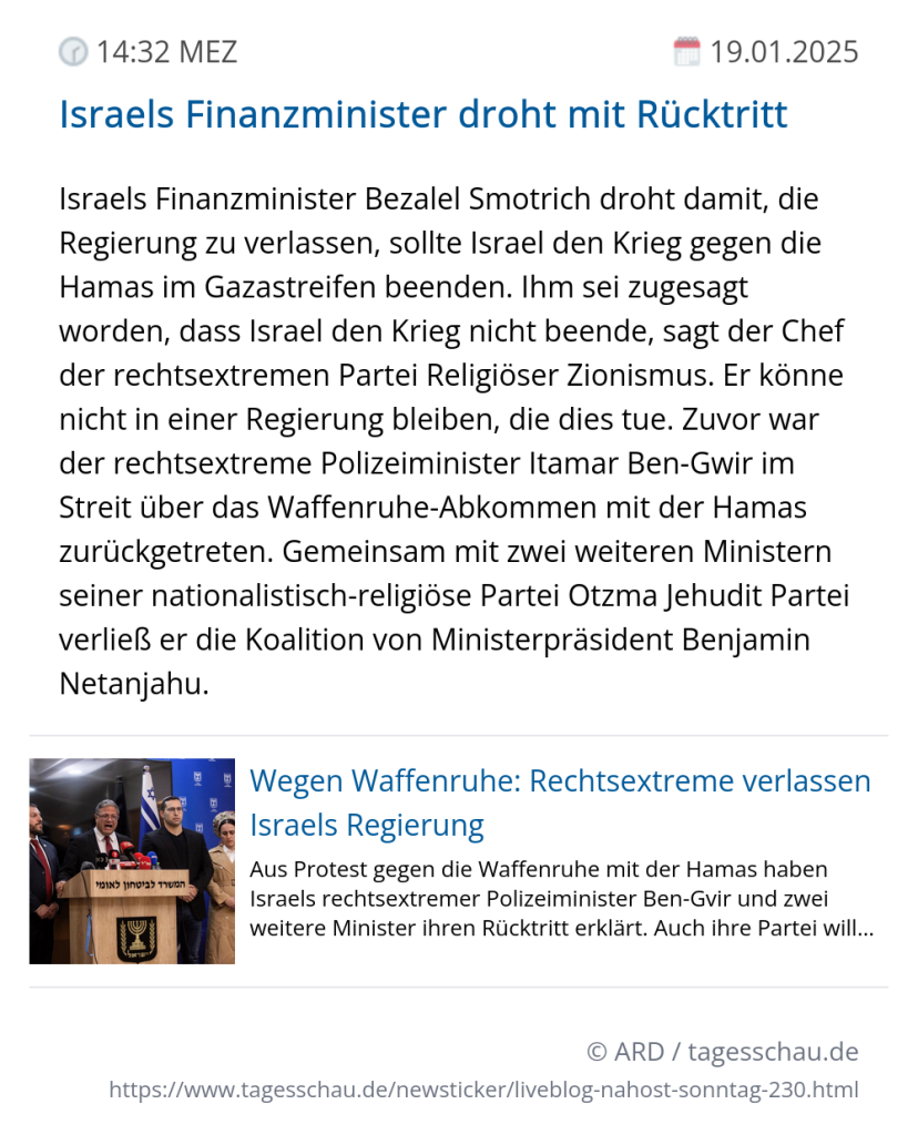 Screenshot eines tagesschau Liveblog Eintrags.