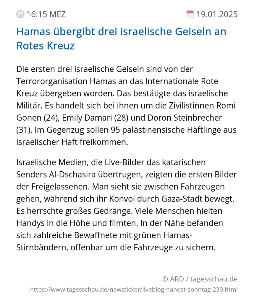 Screenshot eines tagesschau Liveblog Eintrags.