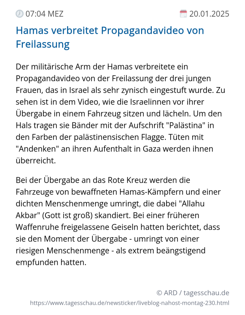 Screenshot eines tagesschau Liveblog Eintrags.