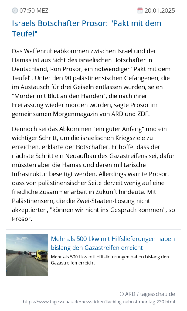 Screenshot eines tagesschau Liveblog Eintrags.