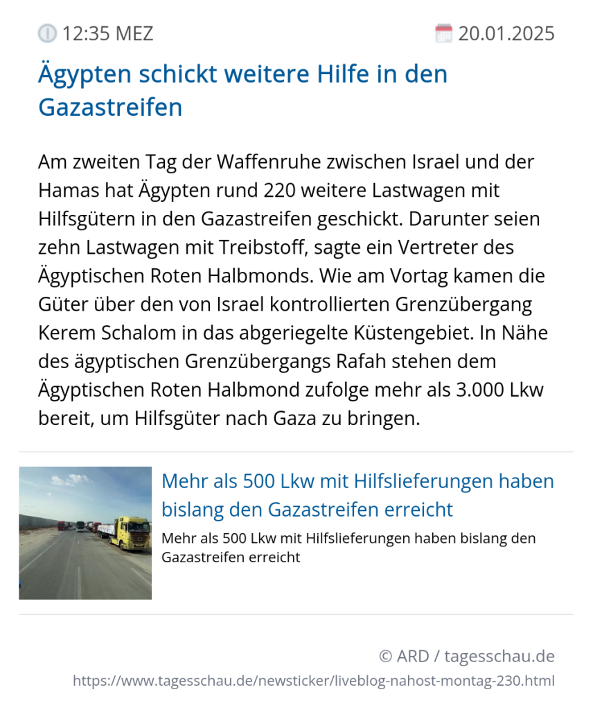 Screenshot eines tagesschau Liveblog Eintrags.