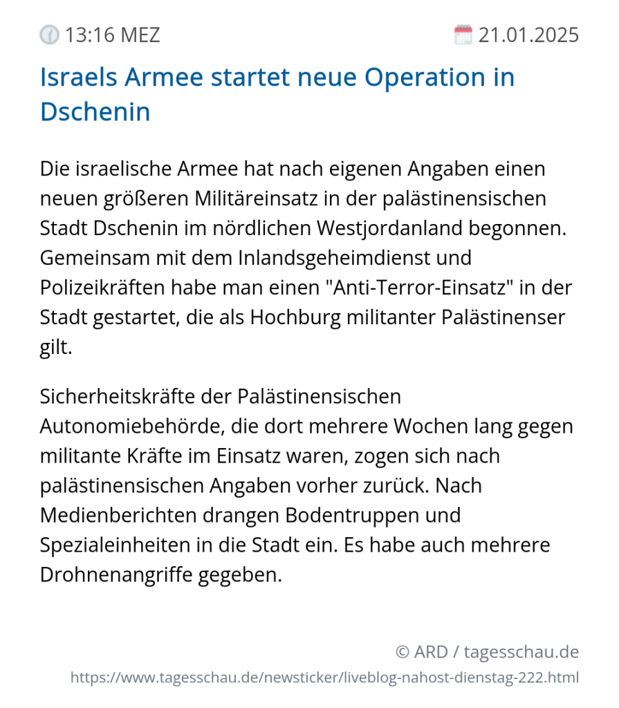 Screenshot eines tagesschau Liveblog Eintrags.