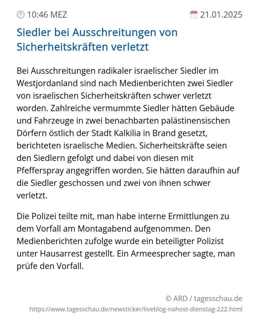 Screenshot eines tagesschau Liveblog Eintrags.