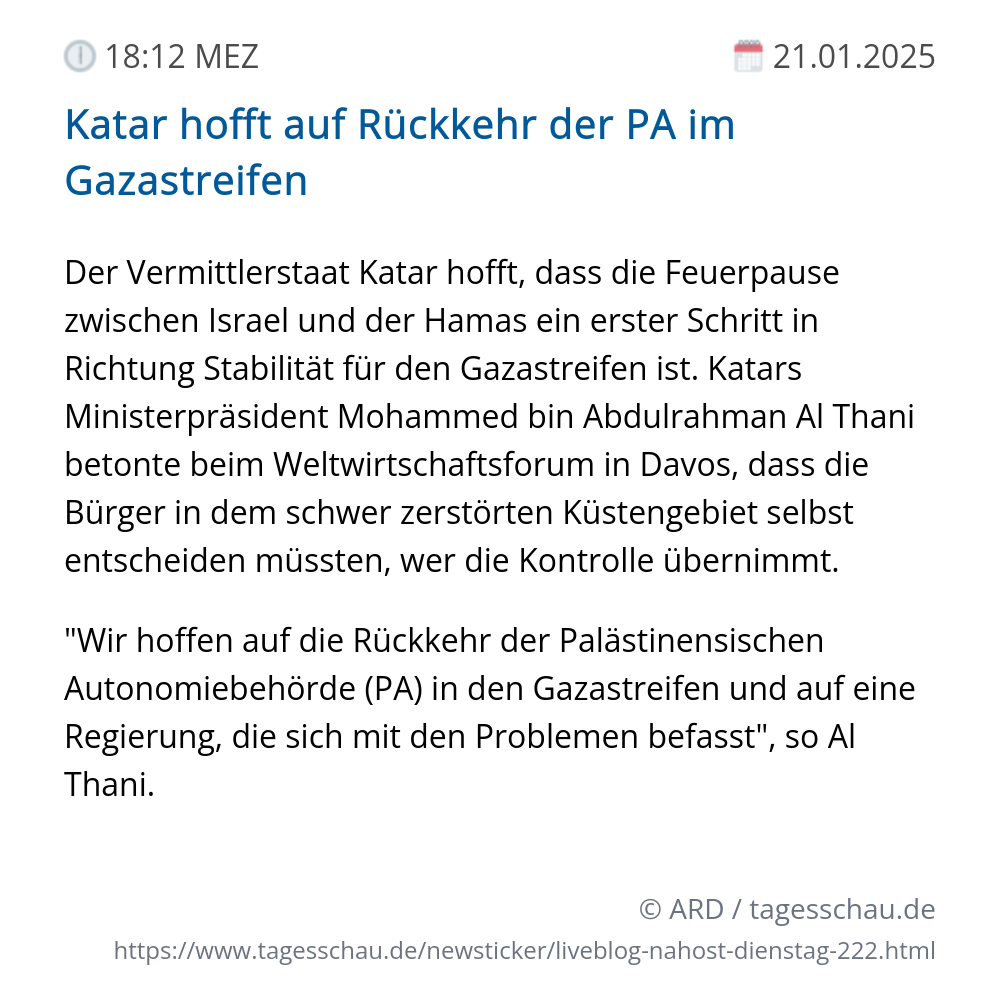 Screenshot eines tagesschau Liveblog Eintrags.