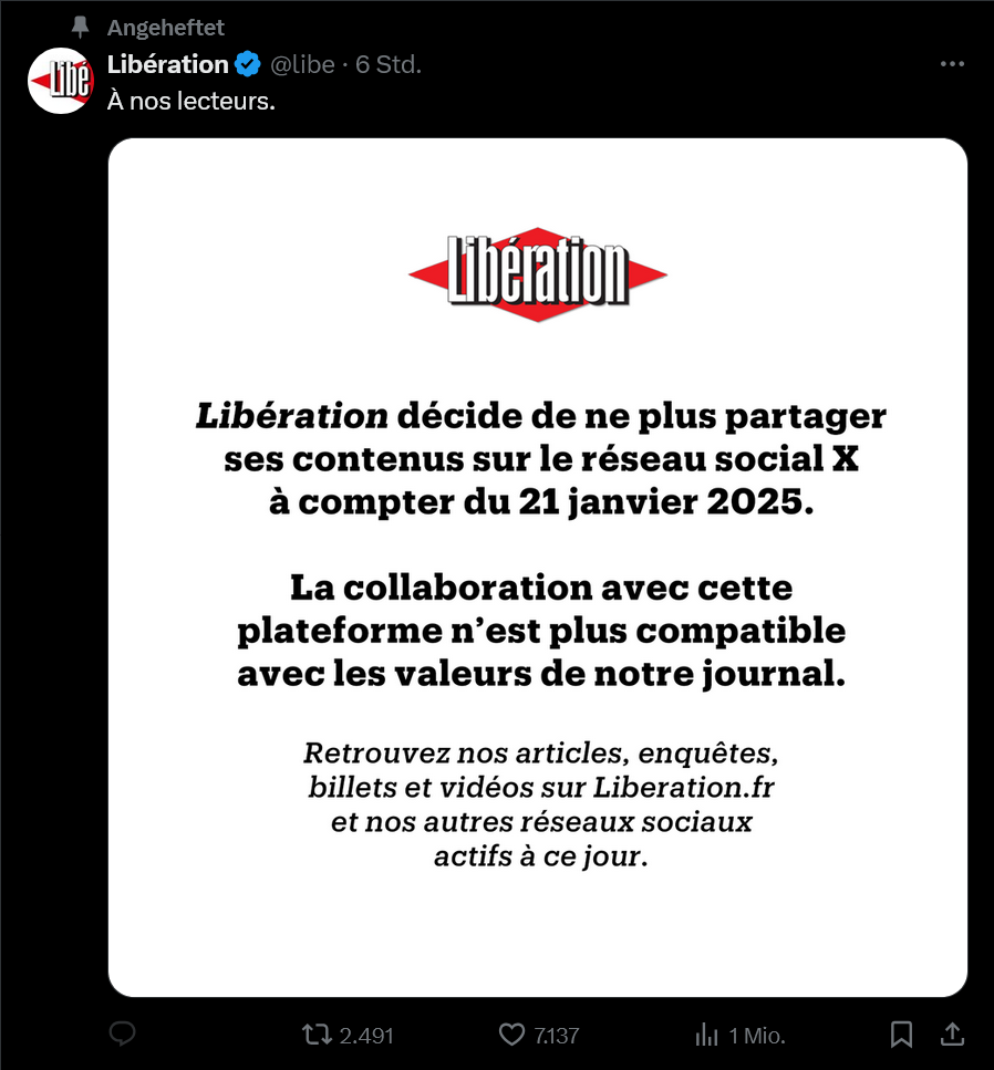 The tweet from Libération