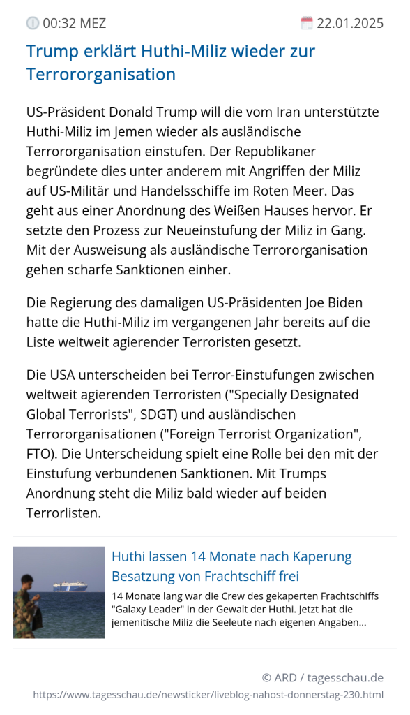 Screenshot eines tagesschau Liveblog Eintrags.