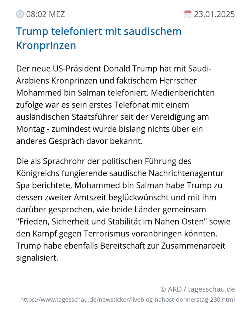 Screenshot eines tagesschau Liveblog Eintrags.