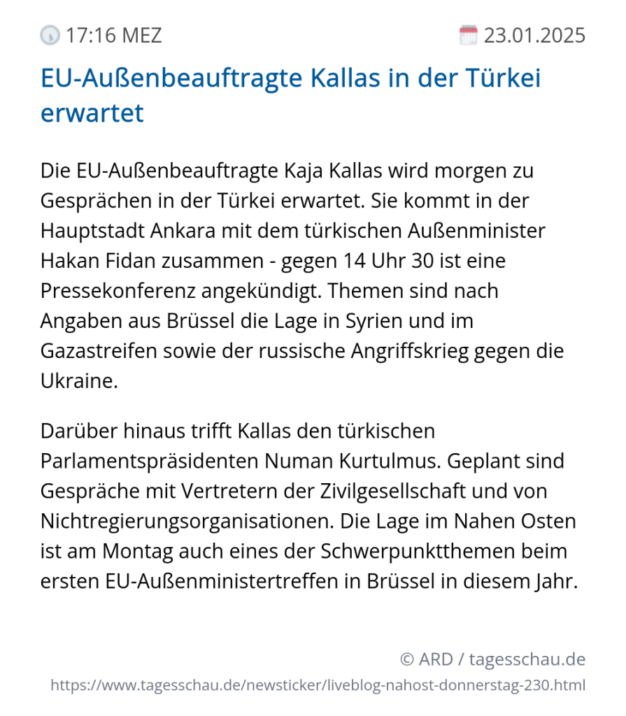 Screenshot eines tagesschau Liveblog Eintrags.