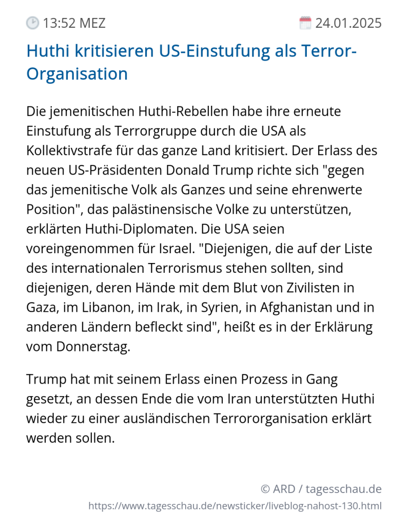 Screenshot eines tagesschau Liveblog Eintrags.