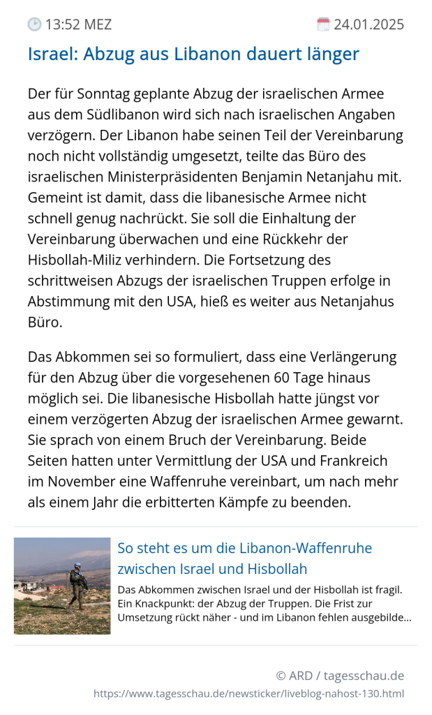 Screenshot eines tagesschau Liveblog Eintrags.