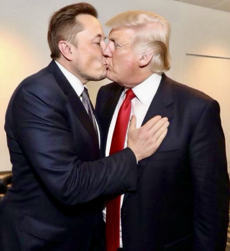 Elon Musk kisses Donald Trump on his mouth (AI)