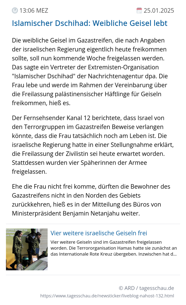 Screenshot eines tagesschau Liveblog Eintrags.