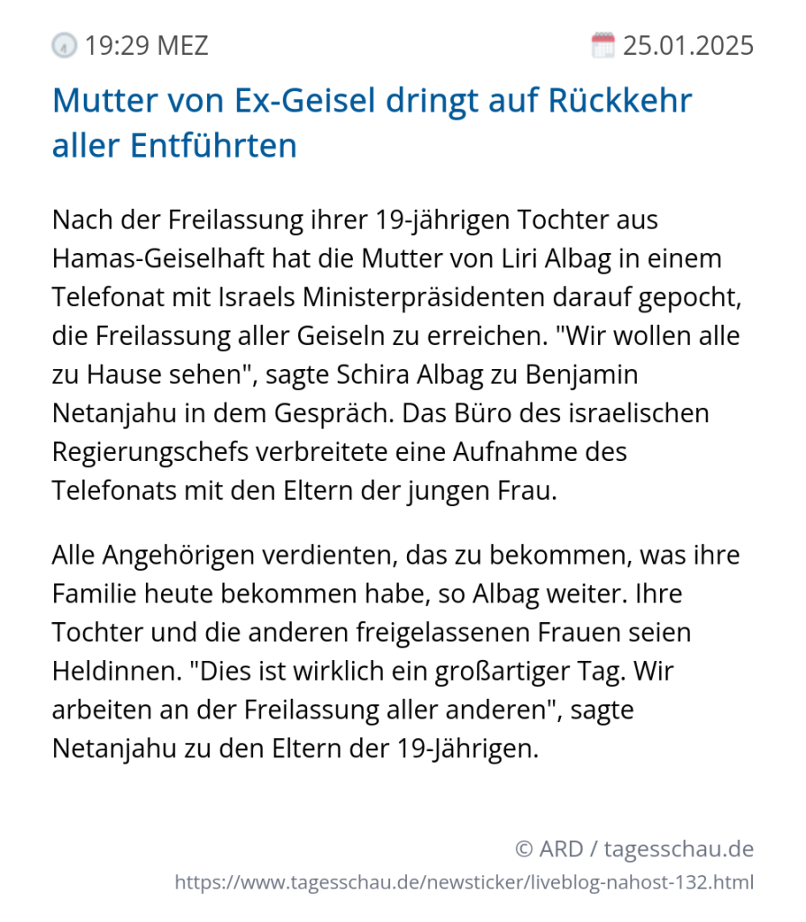 Screenshot eines tagesschau Liveblog Eintrags.