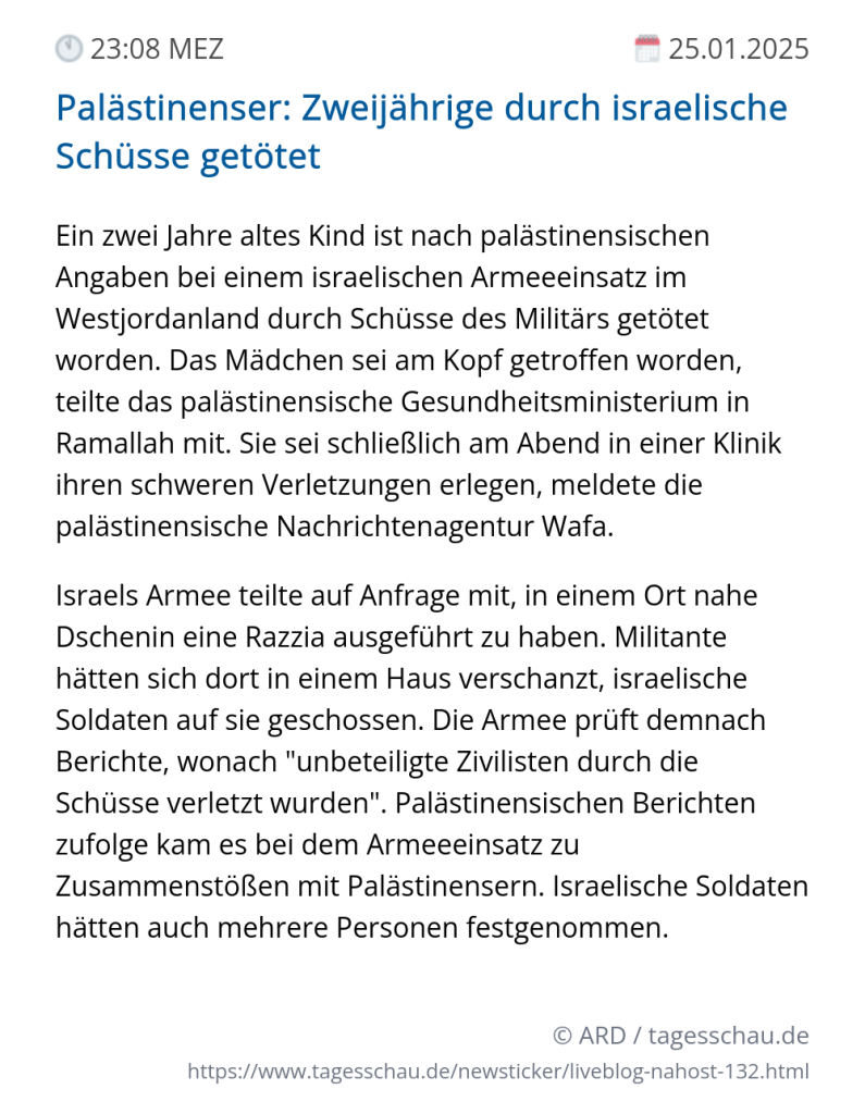 Screenshot eines tagesschau Liveblog Eintrags.