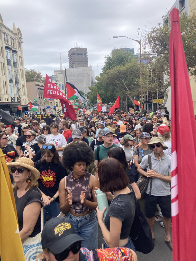 Marching with 30,000+ on unceded Gadigal land in solidarity with all colonised people everywhere.