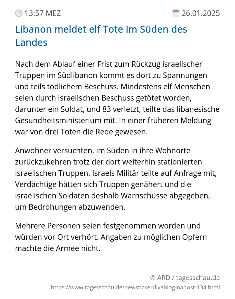 Screenshot eines tagesschau Liveblog Eintrags.