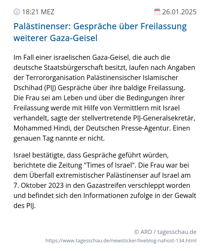 Screenshot eines tagesschau Liveblog Eintrags.