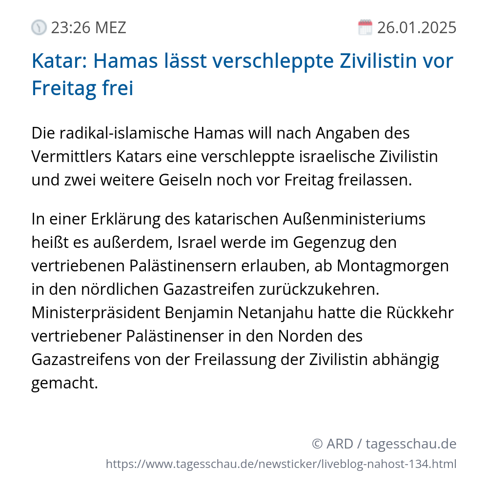 Screenshot eines tagesschau Liveblog Eintrags.