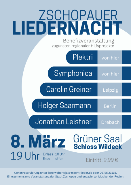 Plakat / Programm der Zschopauer Liedernacht 2025