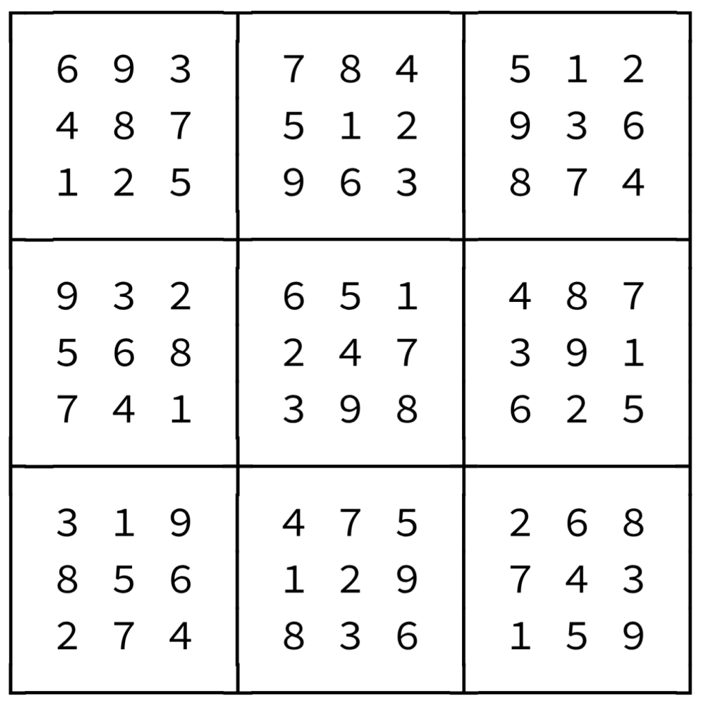 a completed Sudoku puzzle