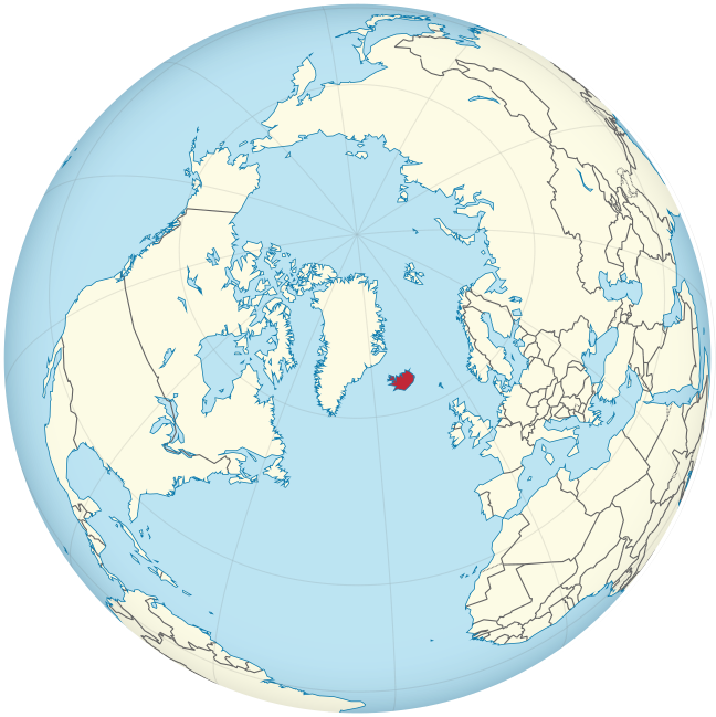 Die Nordhalbkugel mit Island als zentralem Mittelpunkt. Quelle: Wikipedia