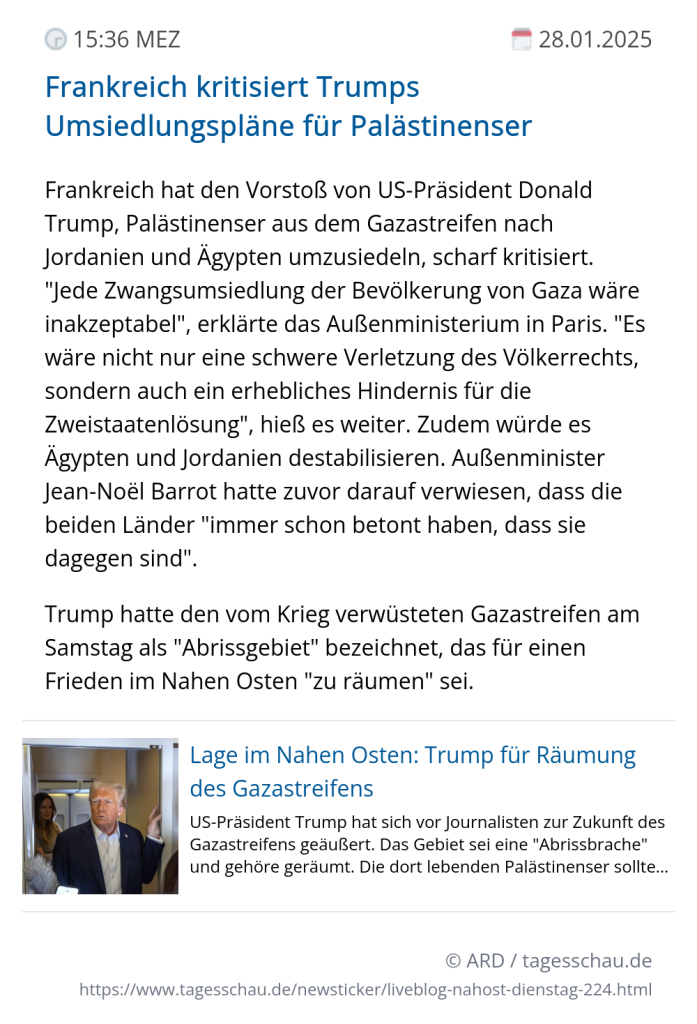 Screenshot eines tagesschau Liveblog Eintrags.