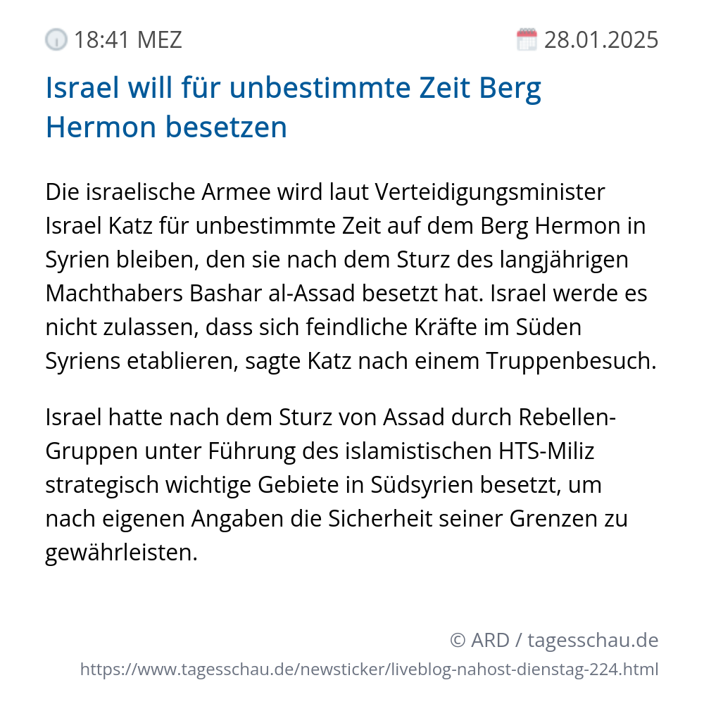 Screenshot eines tagesschau Liveblog Eintrags.