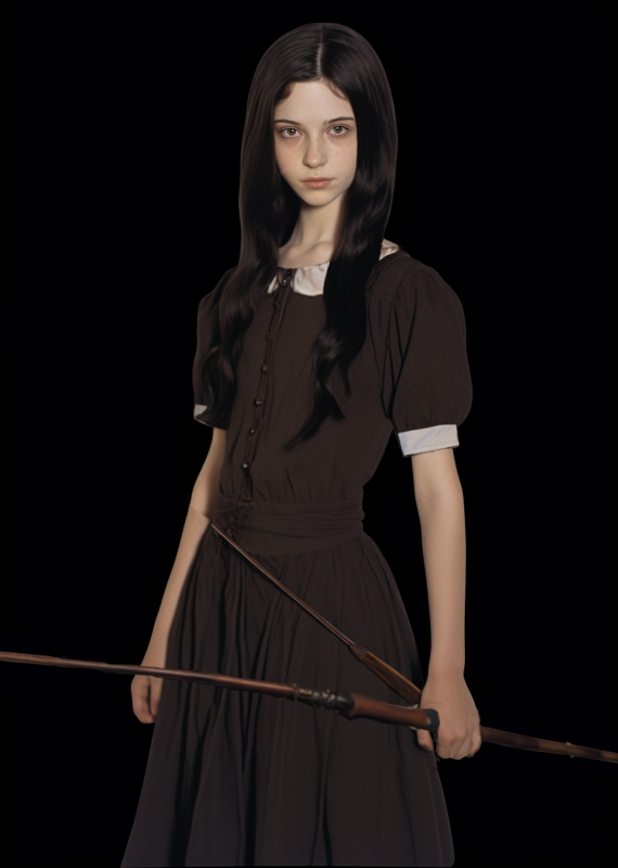 Ophelie from 'The Salt Island Diaries' wearing a black 19th century dress with white collars and white cuffs.