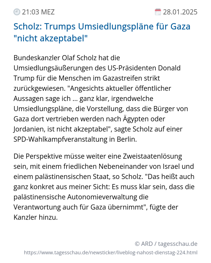 Screenshot eines tagesschau Liveblog Eintrags.