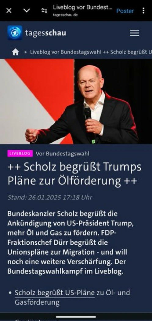 Scholz begrüßt trumps Pläne zum ölförderung, Tagesschau