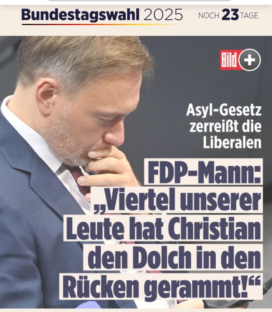 Bild: FDP-Mann: Viertel unserer Leute hat Christian den Dolch in den Rücken gerammt!