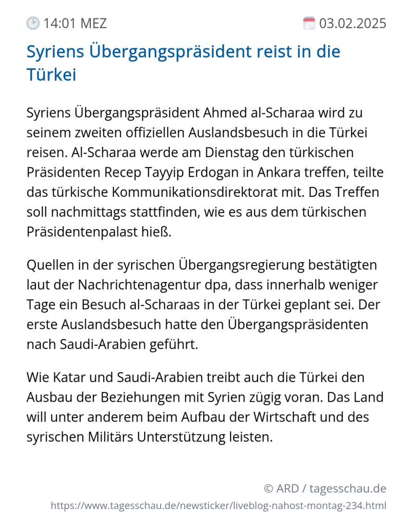 Screenshot eines tagesschau Liveblog Eintrags.