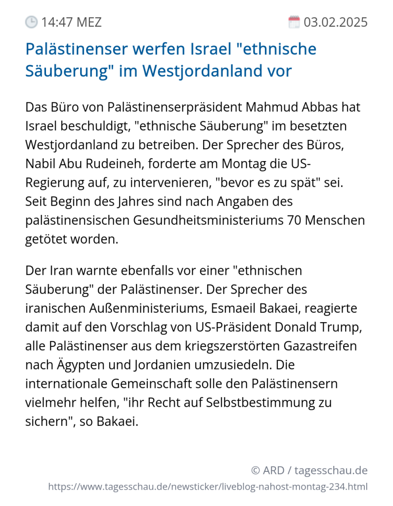 Screenshot eines tagesschau Liveblog Eintrags.