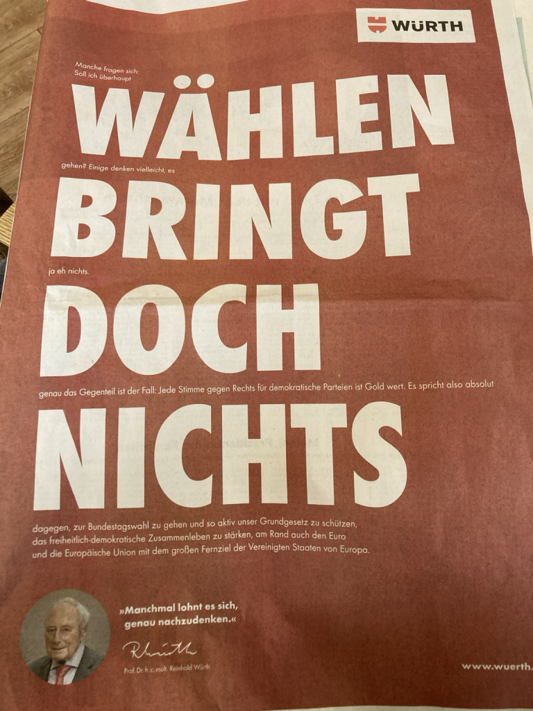 Anzeige in der Süddeutschen Zeitung