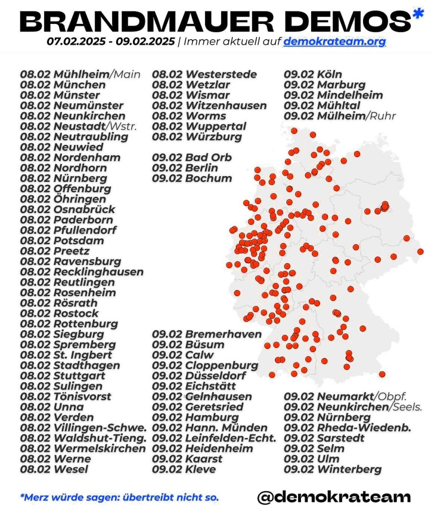 Liebe Sehbehinderte, bitte lasst euch die Termine auf der Seite demokratenteam.org vorlesen, es sind einfach zu viele zum Abschreiben. Danke für euer Verständnis.