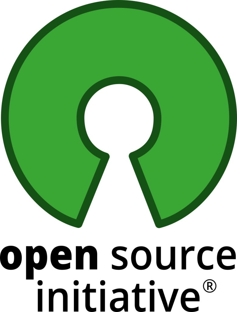 Logo der Open Source Initiative. Ein grüner Kreis mit einer Öffnung.