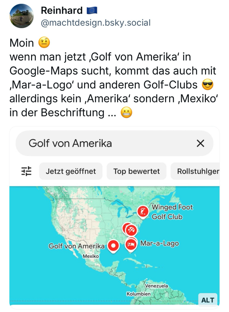 Screenshot Google Maps mit Golf von Mexiko